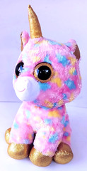 TY Beanie Boos Fantasia Unicorn Plush Multicolor Pink Gold Glitter 17″