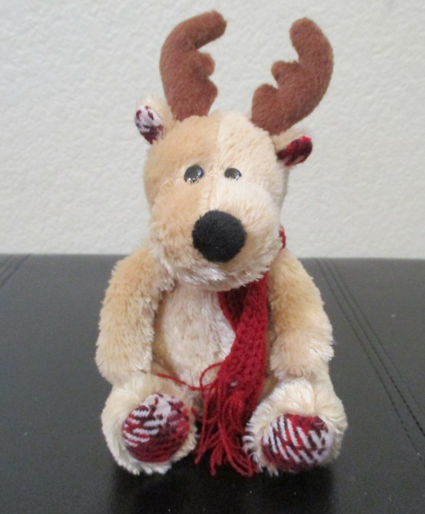 Paris Presents 6-1/2″ Sitting Reindeer Wearing Red Scarf Plush NO TAGS