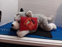 FAO Schwarz Plush Husky Dog 15″ Adopt-A-Pet Realistic Floppy White Gray Puppy
