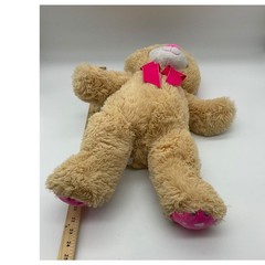 21-Inch Teddy Bear with Pink Bow, Pink/Silver Hearts by Tom’s Toys