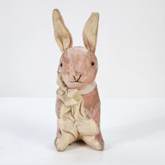 Vtg 1940s Pink Bunny Rabbit Occupied Japan Mohair Straw Stuffed Collectible Toy