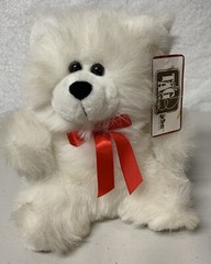 PBC Tag a Longs White Plush Bear Red Bow 10 Inches T