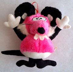 Vtg 1990s Neon Pink Bucktooth Rat Mouse 7″ Plush Ace Novelty Co Carnival Prize