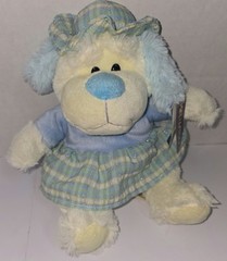 Kellytoy Blue & Cream Puppy Dog Plush Plaid Dress And Hat W/Tag 2008 12″