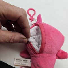 Pinkfong Baby Shark Pink Plush Zipper Coin Purse Backpack Clip Nickelodeon