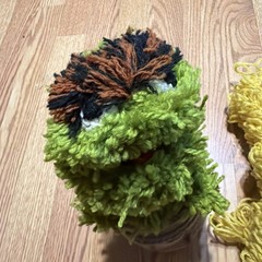 Handmade Crocheted Sesame Street Oscar The Grouch And Big Bird 16”