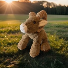 Petting Zoo Mountain Goat Ram Plush Brown Stuffed Animal Toy