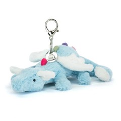 Jellycat Sky Dragon Bag Charm Baby Blue With White Wings Soft Plush Keychain