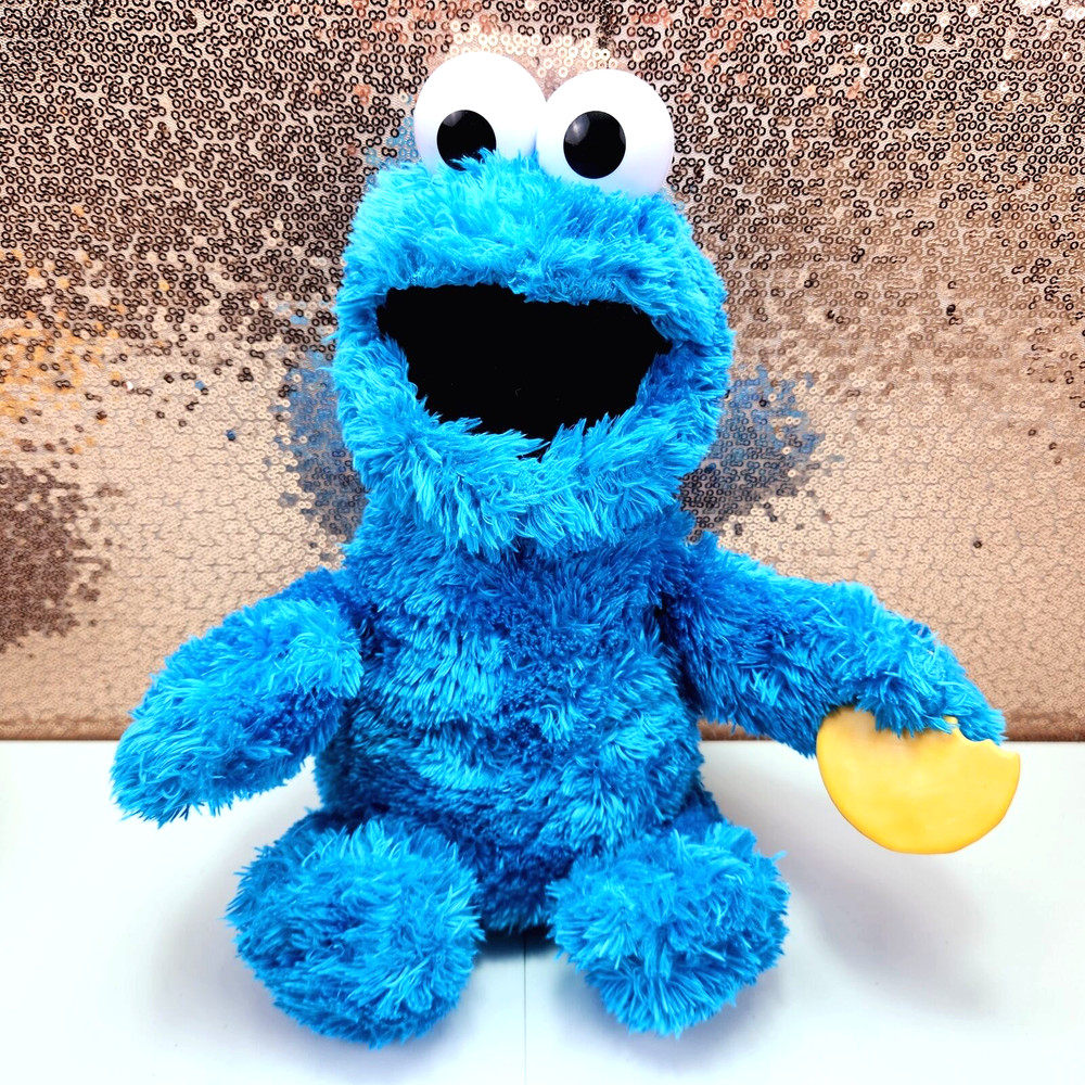 Sesame Street Feed Me Cookie Monster Blue Plush 14″ Talking Stuffed Animal Toy