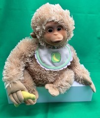 PAWPALZ Hiccup Lil’ Monkey Chimp Plush Makes Sound Moves Head Burps HOSUNG 11”
