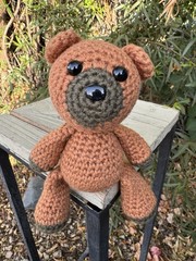 Handmade Crocheted Teddy Bear Plush Toy Baby Shower Christmas Ornament 6”H