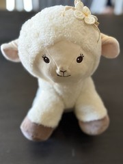 White Beige Brown Lamb Plush Stuffed Animal Toy Small 6-14 in Soft Bow