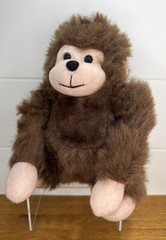Cute Brown Monkey Plush 8” Unipak Stuffed Animal Pink Face Hook Hands