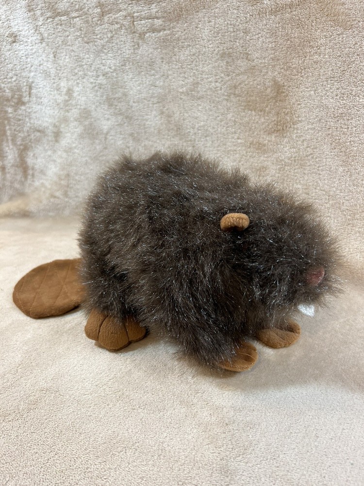 Nanco Stuffed Animal Beaver Brown Toy 10” Dark Brown Body Flat Light Brown Tail
