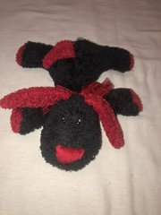 Chosun Floppy Black Puppy Dog Valentine’s Day Plush Red Nose Ears And Tail 8.5”