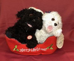 Holiday Hounds Beverly Hills Teddy Bear Company Black & White Dogs Singing Plush