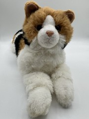 Douglas Cuddle Toy Calico Laying Cat Stuffed Animal Plush White Black Brown