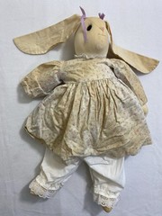 Vintage Handmade Cloth Rag Doll Bunny Rabbit Cottagecore With Floral Dress 19”