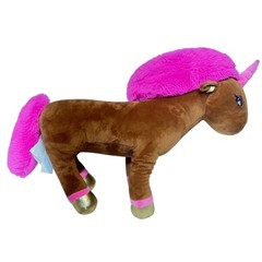 Afro Unicorn Divine Plush Pink Mane Brown Gold Hooves Kids Stuffed Animal Toy