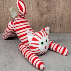 Bestever Candy Cane Kitty Cat Plush Stuffed Animal Red White Striped Christmas