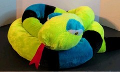 Emerald Toy Redemption Plus Plush Snake Neon Multi Color Blue Green 100″