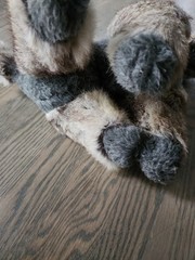 Vtg Mink? Real Fur Wool Stuffed Poodle Dog Plush Black Gray Tan 1950 1960’s? VGC
