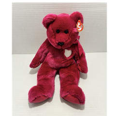 Ty Beanie Buddies Red Bear Plush with Heart 2000 for Ages 3 and Up