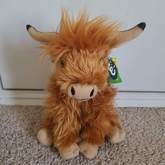 Living Nature Highland Cow Brown Stuffed Animal Plush Farm Toy Sound NWT