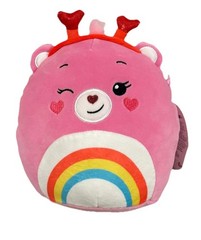 Squishmallows Care Bears Cheer Bear Rainbow Tummy Soft Plush Pink 8”