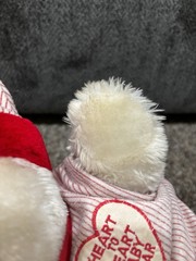 House of Lloyd Heart to Heart Teddy Bear Plush Stuffed Animal Red Stripe Gown