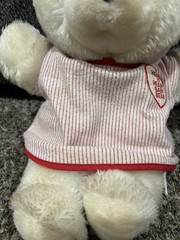 House of Lloyd Heart to Heart Teddy Bear Plush Stuffed Animal Red Stripe Gown