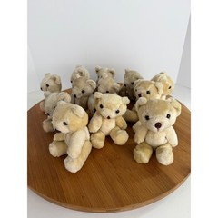 Lot of 12 Miniature Plush Teddy Bears Cream Tan Small Jointed Style Craft Decor
