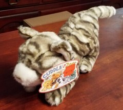 Vintage 2005 Target Cuddle Zone Gray Tabby Cat Plush Stuffed Animal w/ Tag