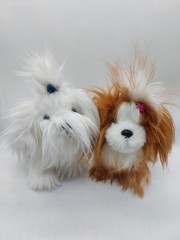 Battat Shih Tzu Yorkshire Yorkie Brown White Puppy Dog Stuffed Plush Set Of 2