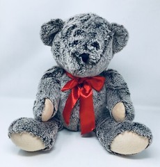 Animal Adventure Teddy Bear Gray w/ Beige Paws Red Bow Plush Stuffed Animal 18”