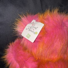 Russ Taffy Teddy Bear Plush Pink Orange Shaggy Fur Has Hang Tag Custom Necklace