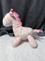 2015 CARTER’S CHILD OF MINE PINK / WHITE GIRAFFE PLUSH BABY RATTLE STUFFED TOY