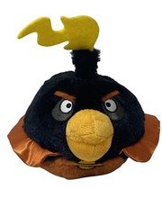 Angry Birds Plush Outer Space Black Fire Bomb Bird Orange Black Gamer No Sound