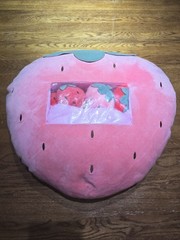 REFAHB Strawberry Big Pink Throw Pillow with Removable Mini Plush Strawberries