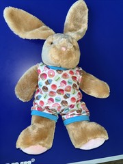 Build-A-Bear Workshop Rabbit Medium Plush Brown Pink Ears Donut Shirt Washable