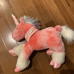 Y2K ToysRUs Animal Alley Darla Hot Pink Rainbow Iridescent UNICORN Plush Toy