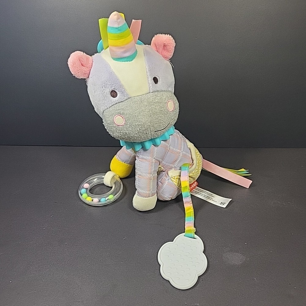 Skip Hop Unicorn Plush Baby Toy Rattle Teether Ribbon Crinkle Stuffed Animal ’14
