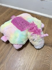 2 Dream Lites Pillow Pets Rainbow Unicorn and Penguin Set Night Light Star Sky