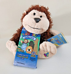 Webkinz Cheeky Monkey -HM080 New Sealed Unused Code + 1 Pack Trading Cards Bonus