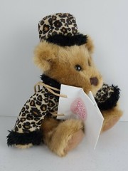 Vintage DAKIN Lola Leopard Print Hat and Coat Stuffed Animal Teddy Bear 10″