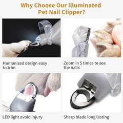 Pet Nail Clippers with LED Light Professional Dog Cat Nail Cutter Tool