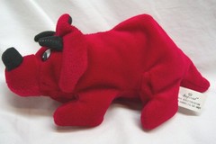 VINTAGE IMPERIAL RED TRICERATOPS DINOSAUR 8″ Bean Bag STUFFED ANIMAL Toy