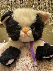 Tyco Kitty Kitty Kittens Black & White Tuxedo Cat Plush Vintage Rare Green Eyes