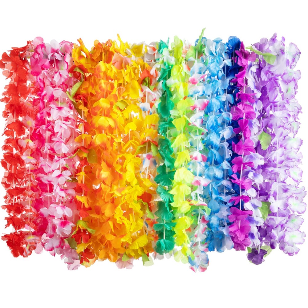 JOYIN Toy 36 Counts Hawaiian Leis Bulk, Tropical Flower Lei Assorted Color