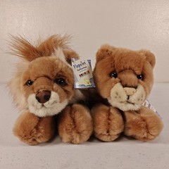 Aurora Flopsies Lion Plush Pair 12” Lion & Lioness w Tags Stuffed Animal Set